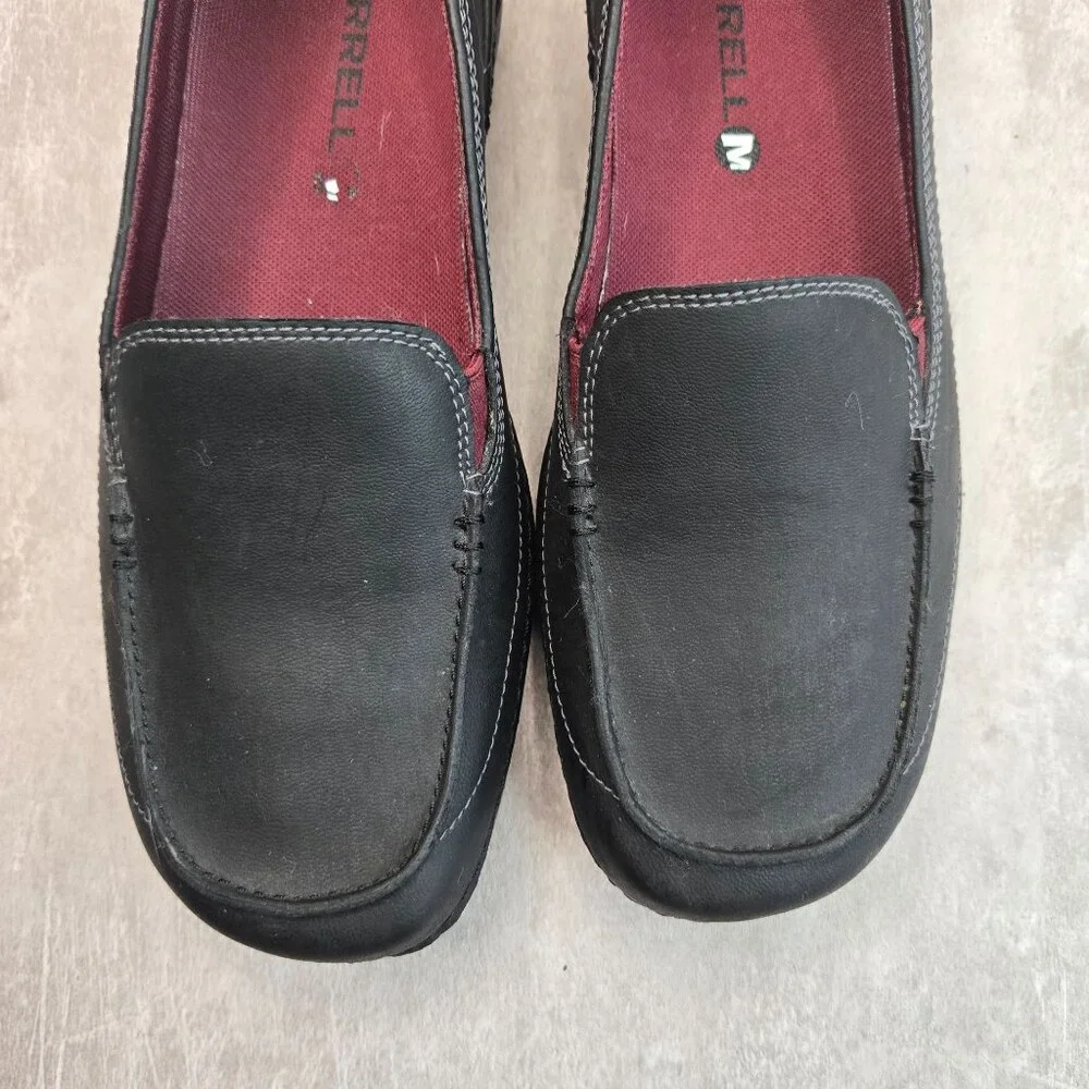 Merrell Square Toe Loafers Size 8 Leather Comfort Preppy Work Slip On Flat Shoes - Picture 9 of 10